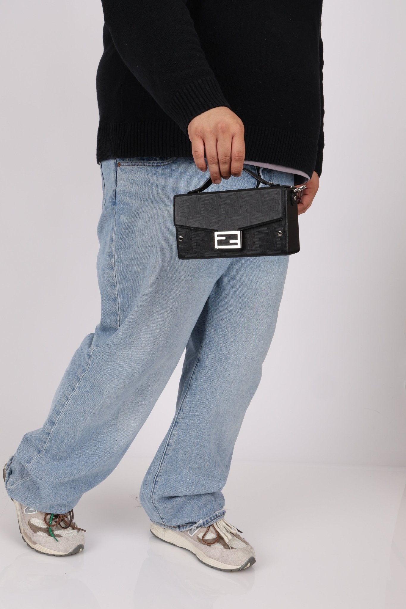 Fendi Zucca Black Soft Trunk Baguette with Strap - FashioNica