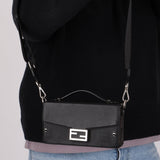 Fendi Zucca Black Soft Trunk Baguette with Strap - FashioNica
