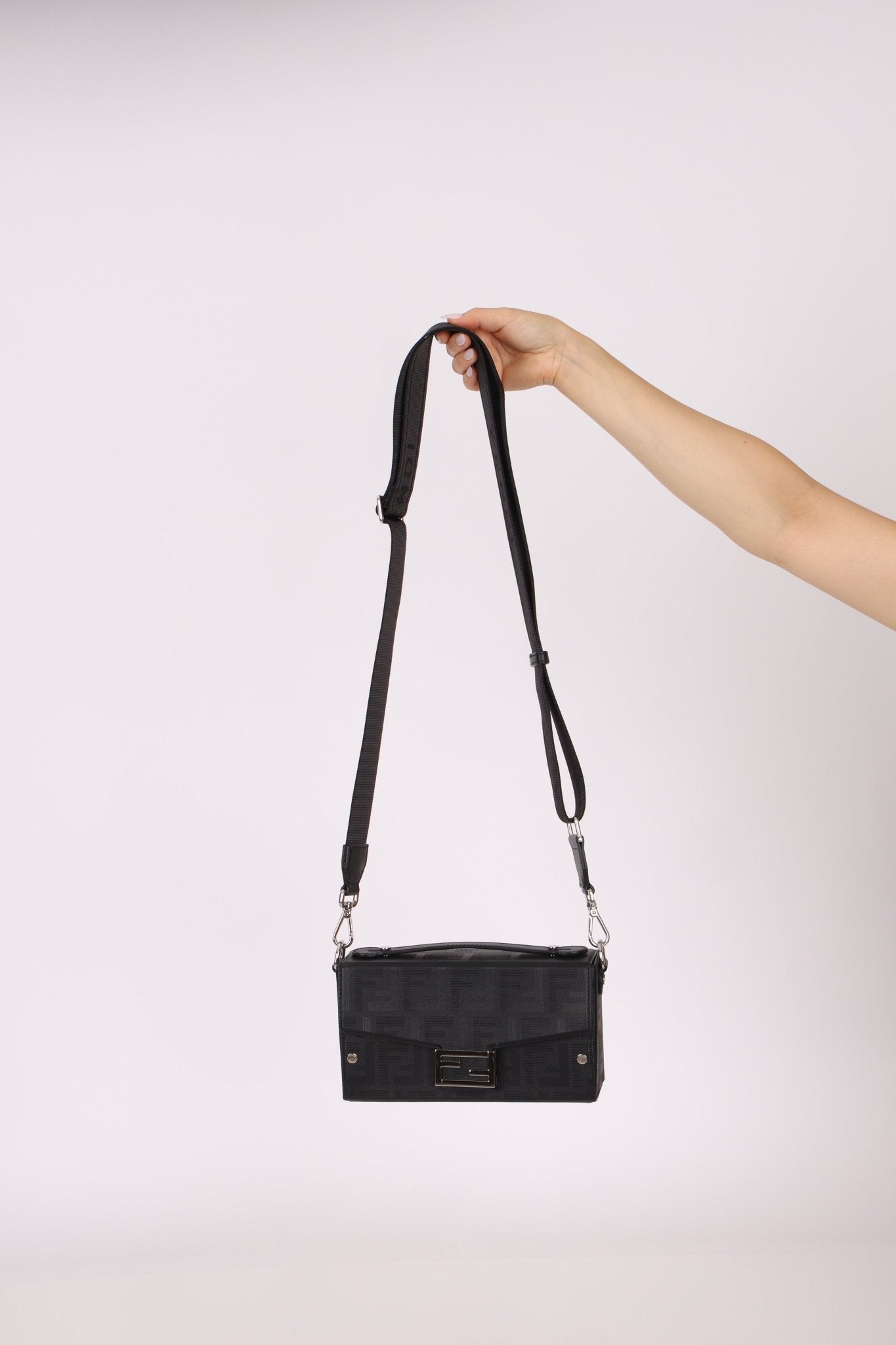 Fendi Zucca Black Soft Trunk Baguette with Strap - FashioNica