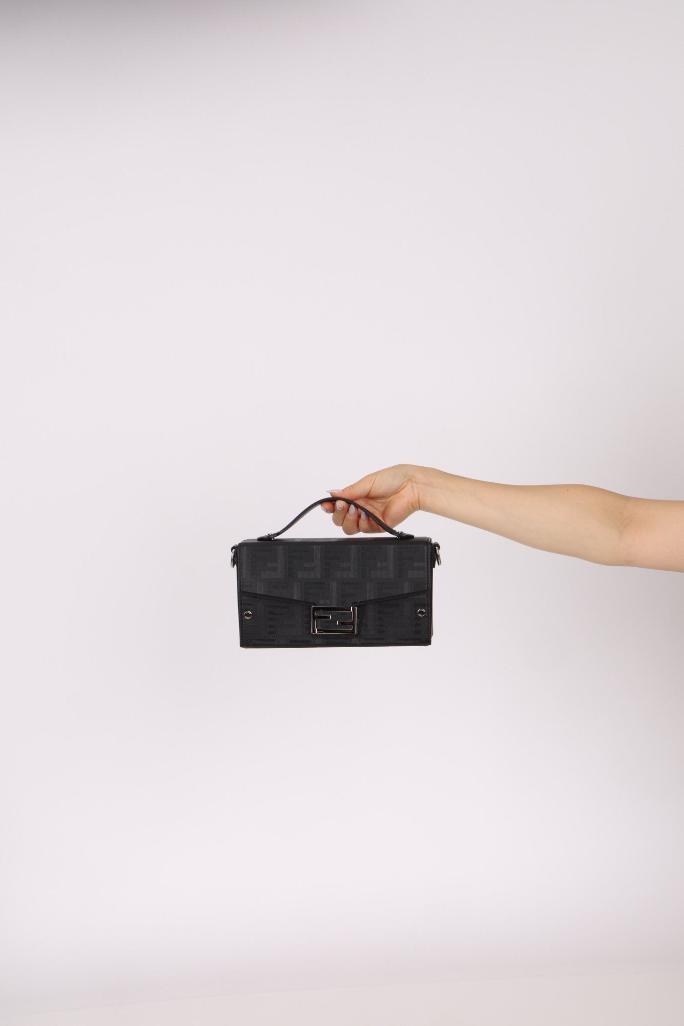 Fendi Zucca Black Soft Trunk Baguette with Strap - FashioNica