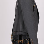 Fendi Zucca Calfskin Leather & Patent Trunk Mini Baguette - FashioNica