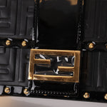 Fendi Zucca Calfskin Leather & Patent Trunk Mini Baguette - FashioNica