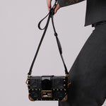 Fendi Zucca Calfskin Leather & Patent Trunk Mini Baguette - FashioNica