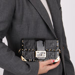 Fendi Zucca Calfskin Leather & Patent Trunk Mini Baguette - FashioNica