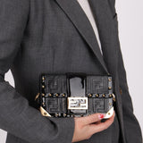 Fendi Zucca Calfskin Leather & Patent Trunk Mini Baguette - FashioNica