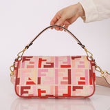 Fendi Zucca Canvas Pink Red Baguette - FashioNica