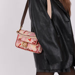 Fendi Zucca Canvas Pink Red Baguette - FashioNica