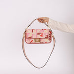 Fendi Zucca Canvas Pink Red Baguette - FashioNica