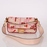 Fendi Zucca Canvas Pink Red Baguette - FashioNica
