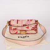 Fendi Zucca Canvas Pink Red Baguette - FashioNica