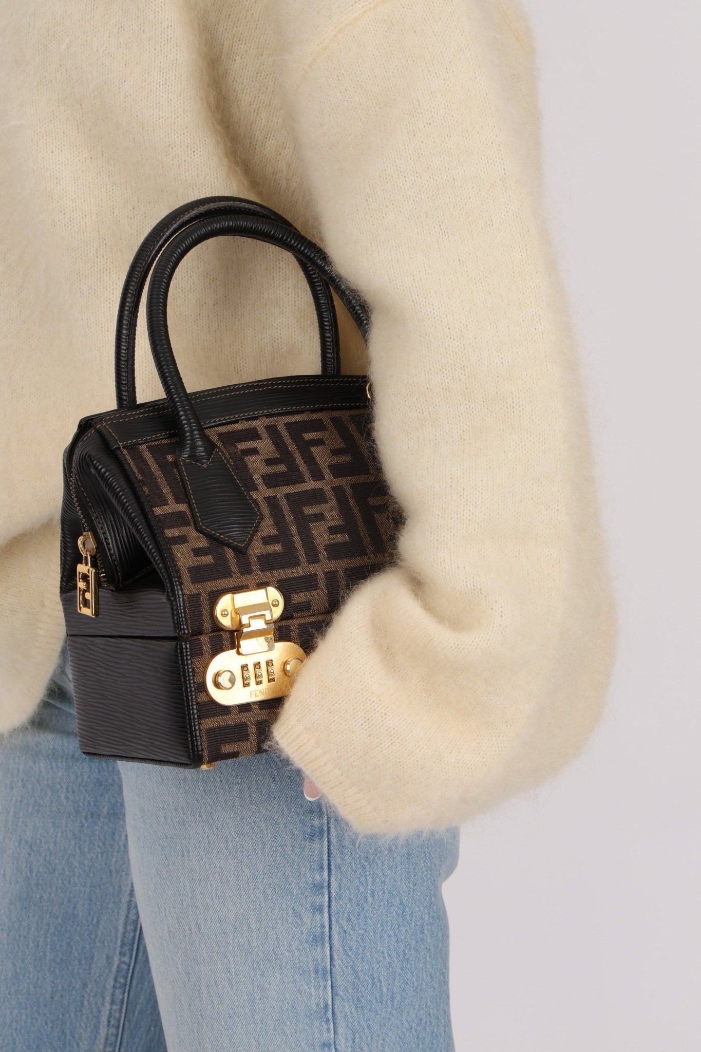 Fendi Zucca Canvas Top Handle Vanity with Strap - FashioNica