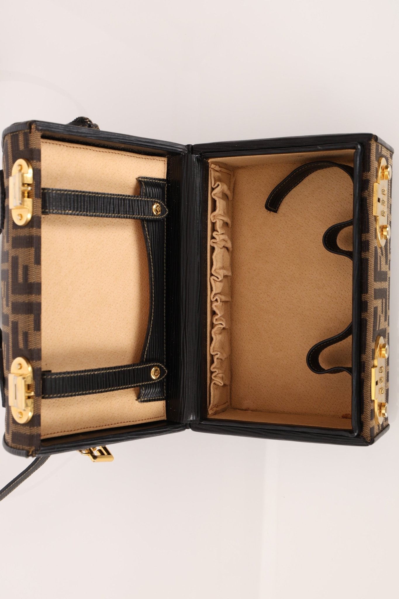 Fendi Zucca Canvas Top Handle Vanity with Strap - FashioNica