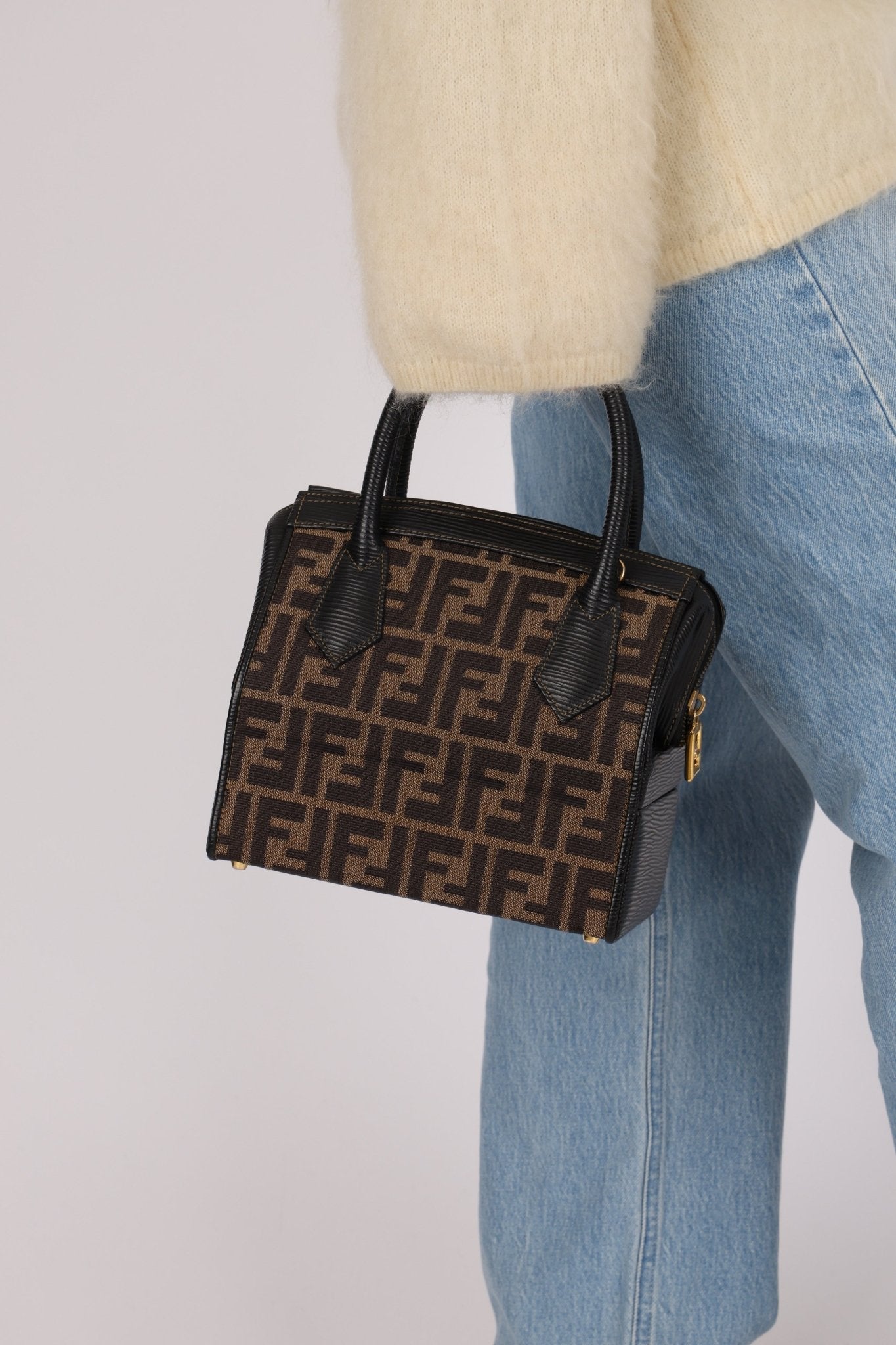 Fendi Zucca Canvas Top Handle Vanity with Strap - FashioNica