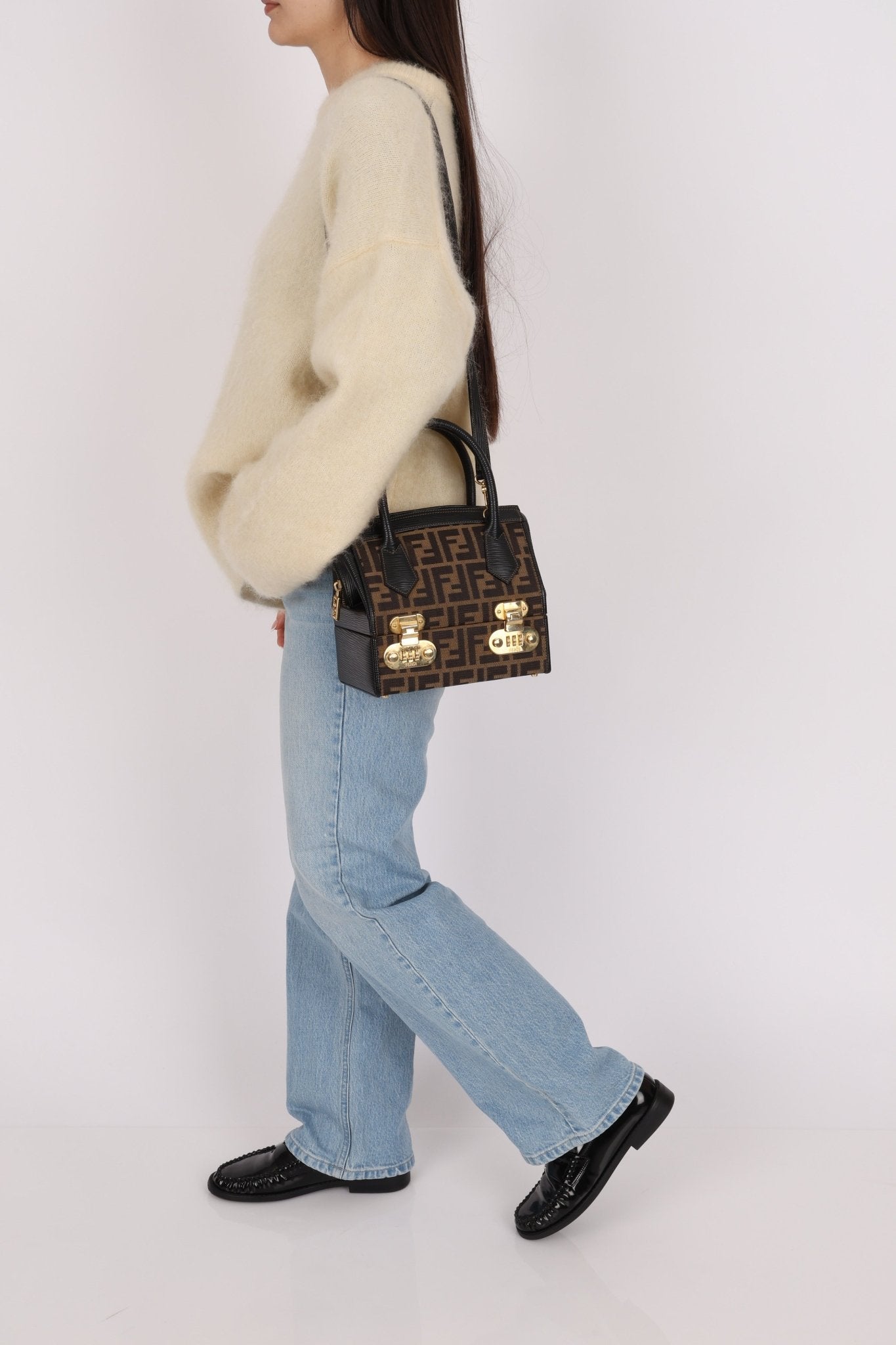 Fendi Zucca Canvas Top Handle Vanity with Strap - FashioNica