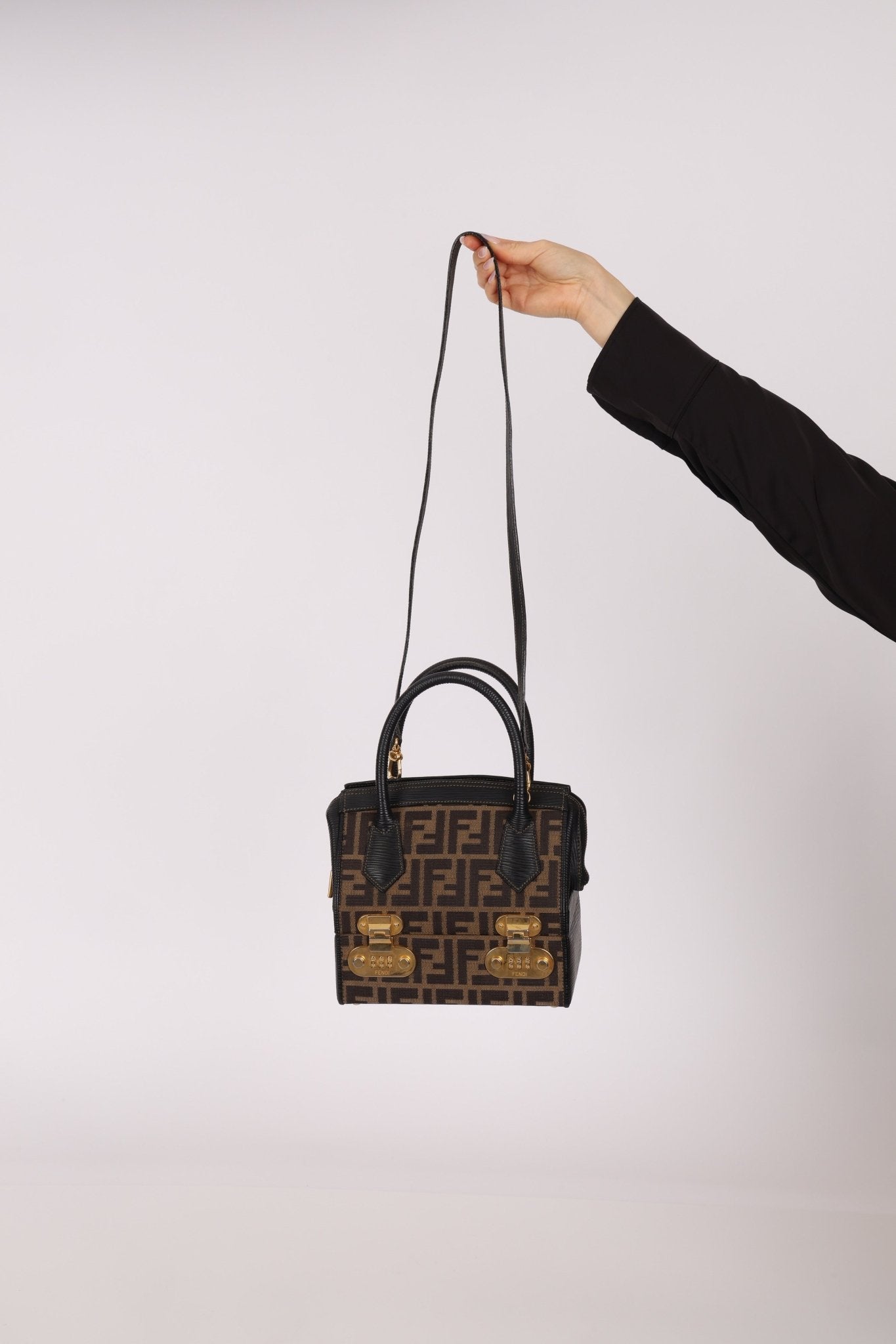 Fendi Zucca Canvas Top Handle Vanity with Strap - FashioNica