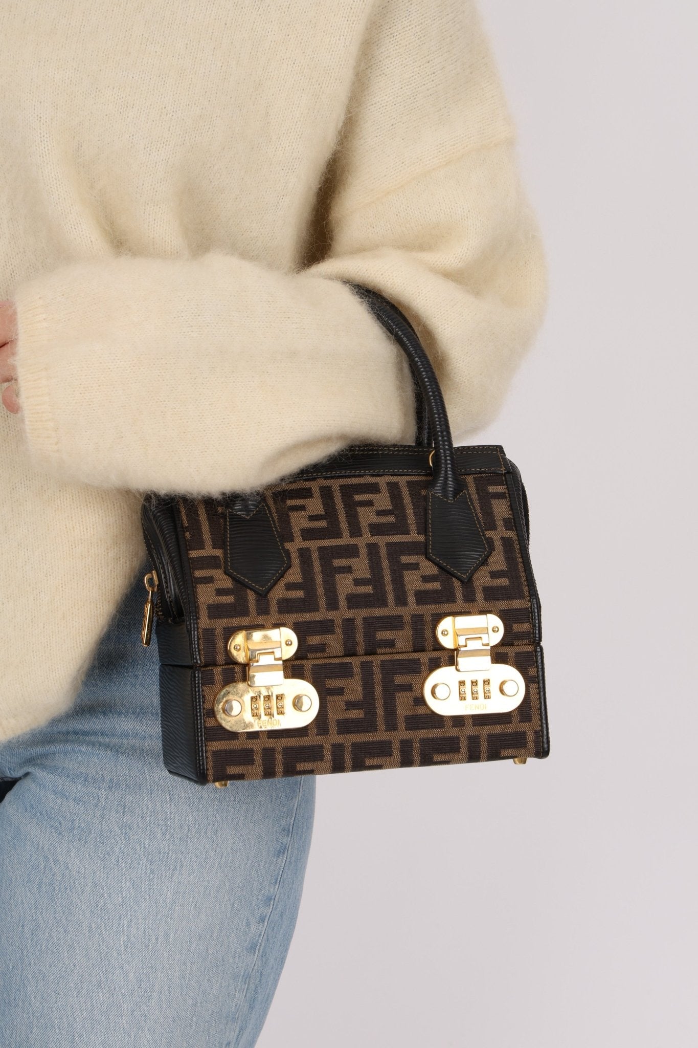 Fendi Zucca Canvas Top Handle Vanity with Strap - FashioNica