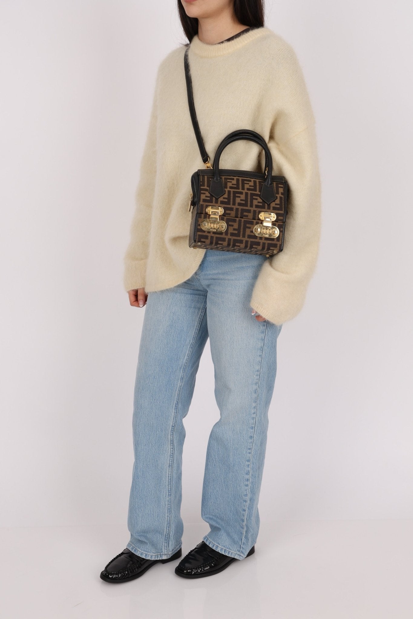 Fendi Zucca Canvas Top Handle Vanity with Strap - FashioNica