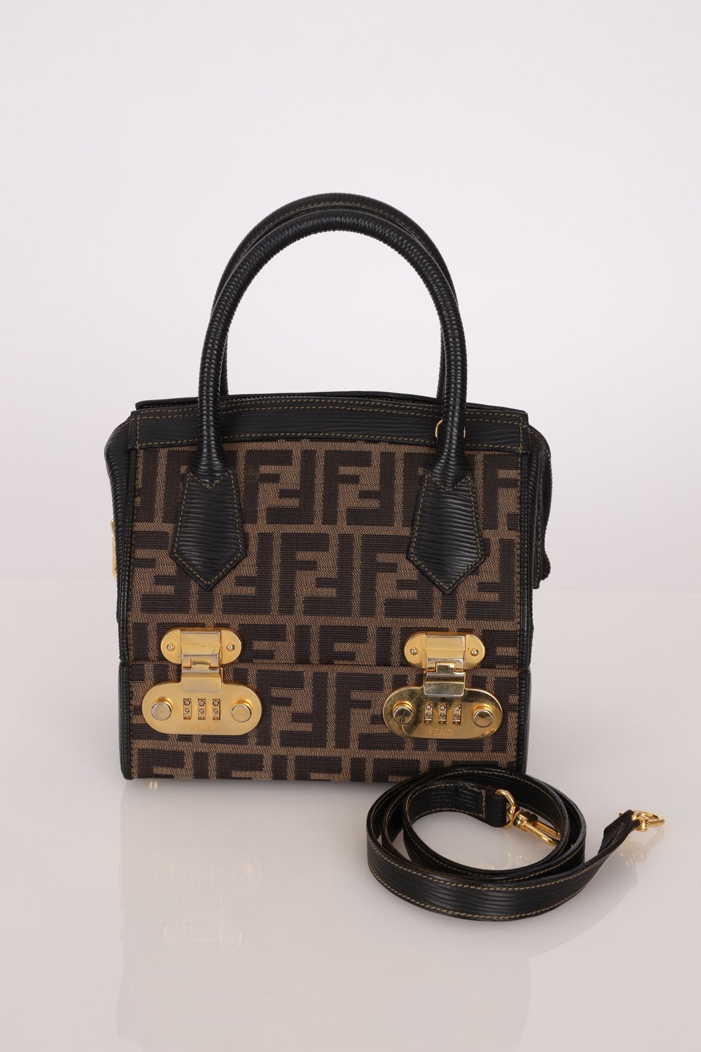 Fendi Zucca Canvas Top Handle Vanity with Strap - FashioNica