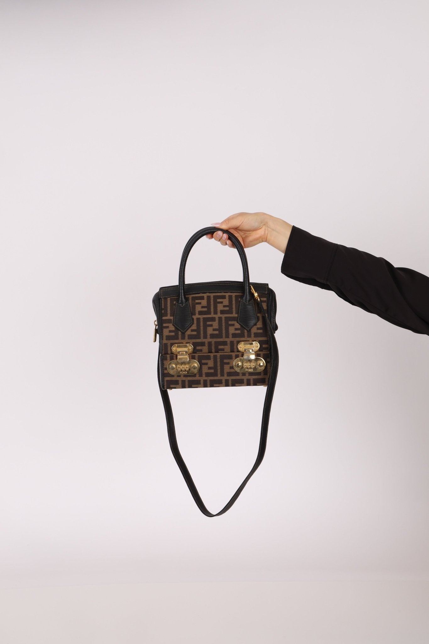 Fendi Zucca Canvas Top Handle Vanity with Strap - FashioNica