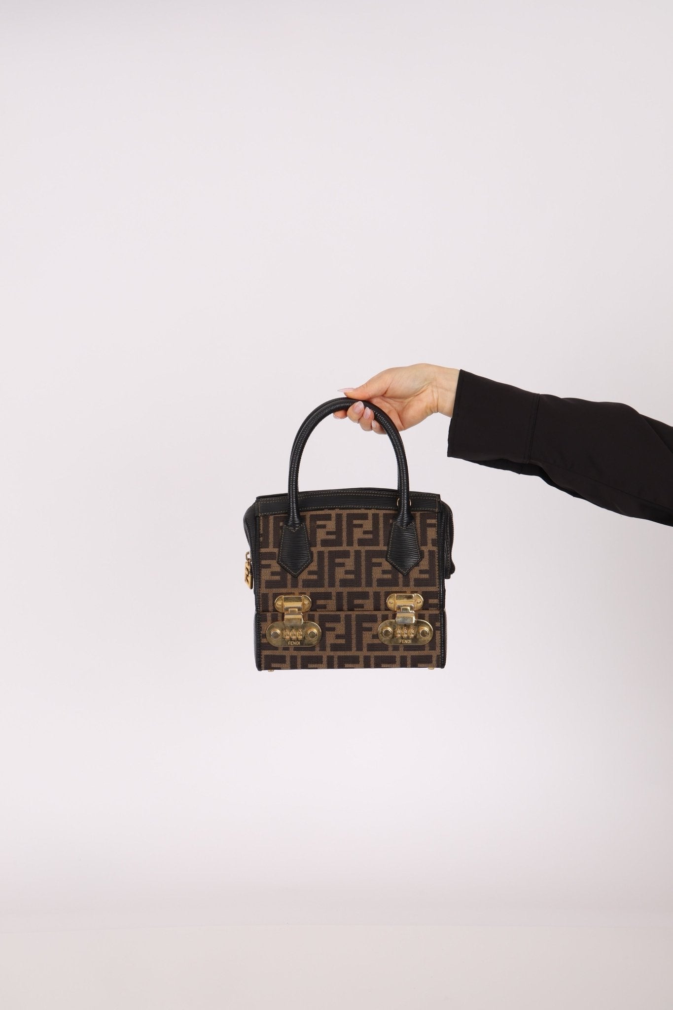 Fendi Zucca Canvas Top Handle Vanity with Strap - FashioNica