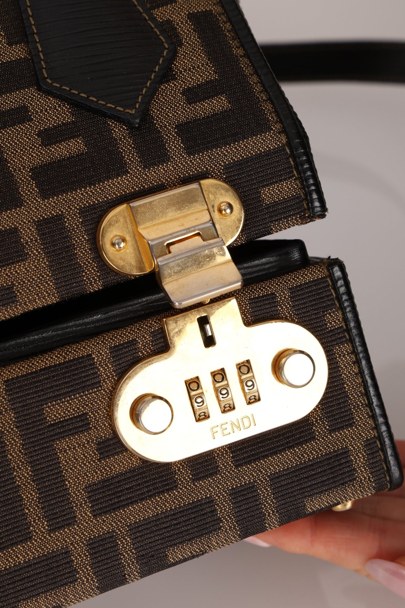 Fendi Zucca Canvas Top Handle Vanity with Strap - FashioNica