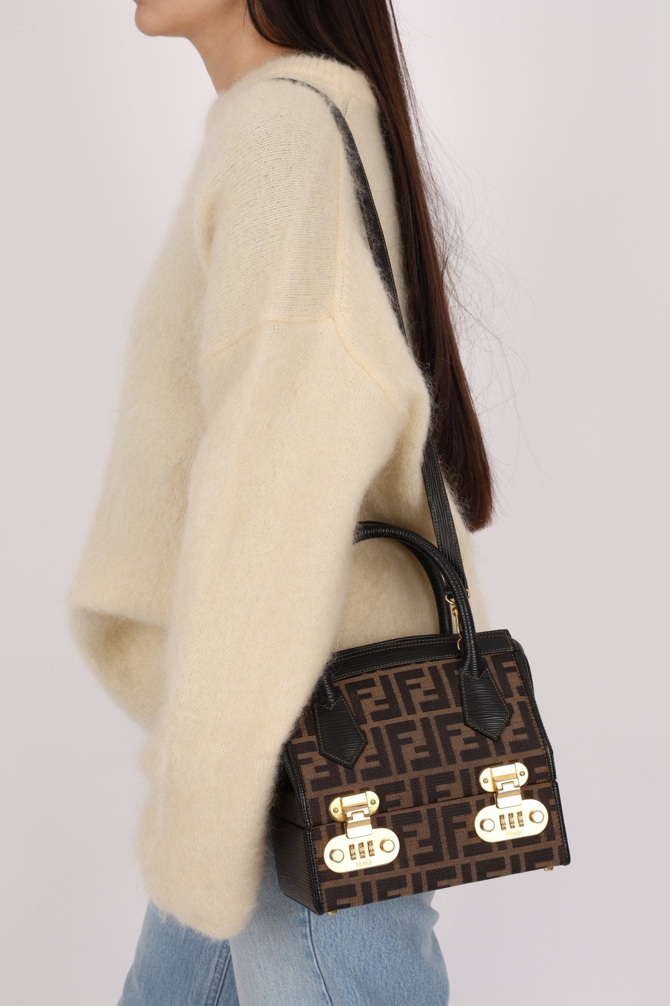 Fendi Zucca Canvas Top Handle Vanity with Strap - FashioNica