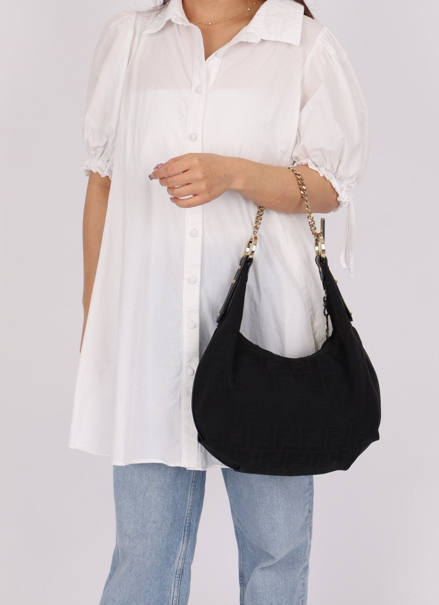 Fendi Zucca Chef Chain Link Hobo - FashioNica