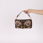 Fendi Zucca Embroidered Paisley Beaded Baguette - FashioNica