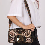 Fendi Zucca Embroidered Paisley Beaded Baguette - FashioNica
