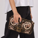 Fendi Zucca Embroidered Paisley Beaded Baguette - FashioNica