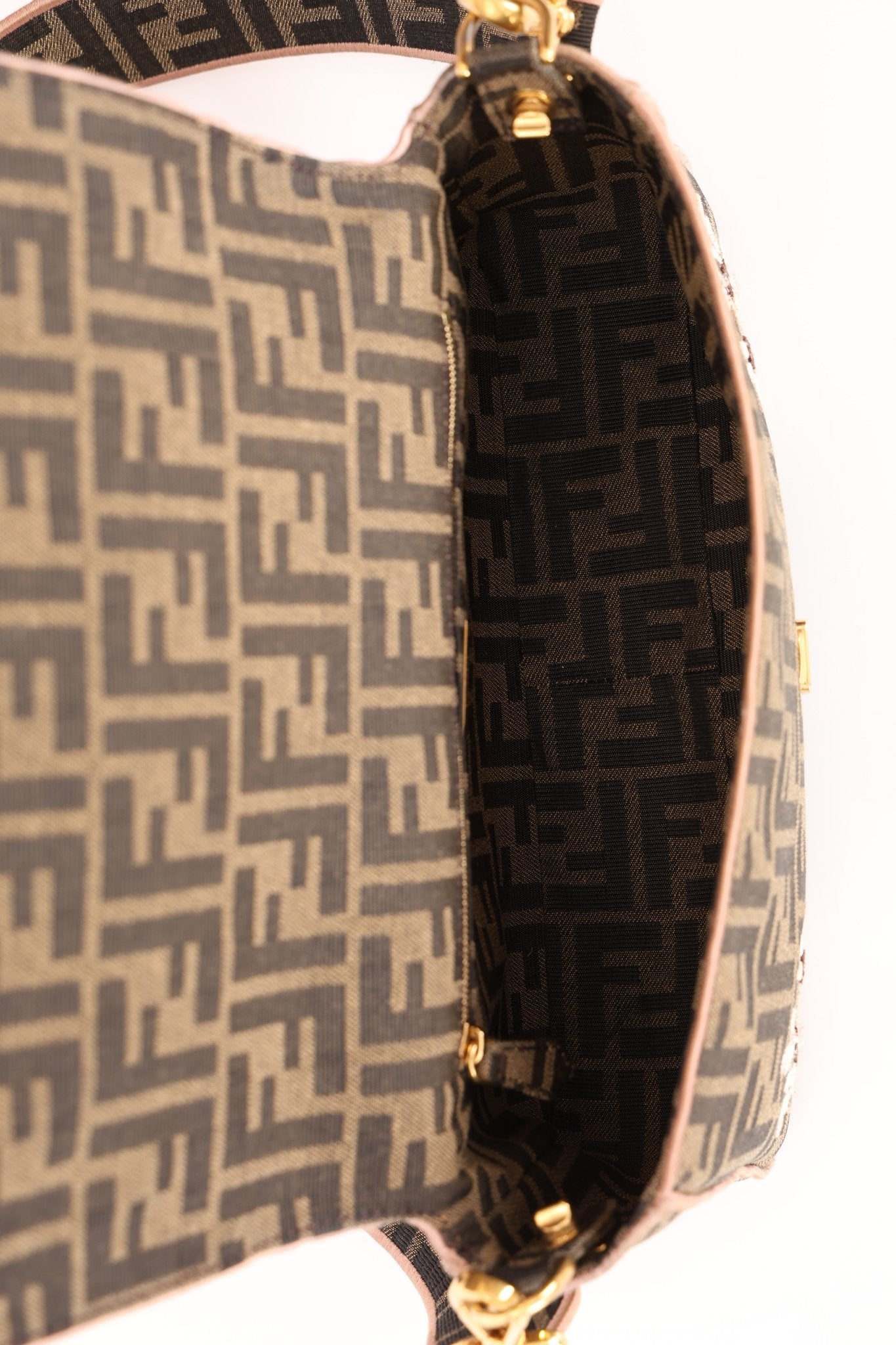 Fendi Zucca Embroidered Paisley Beaded Baguette - FashioNica