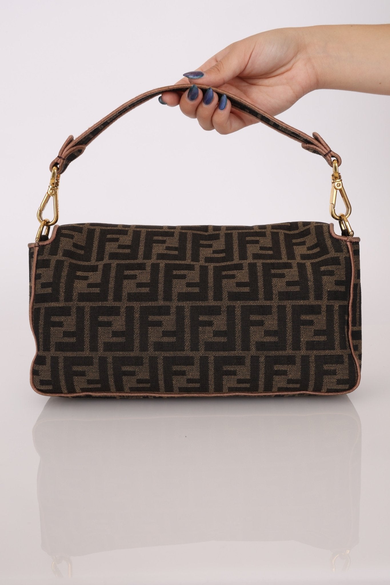 Fendi Zucca Embroidered Paisley Beaded Baguette - FashioNica
