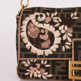 Fendi Zucca Embroidered Paisley Beaded Baguette - FashioNica