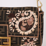Fendi Zucca Embroidered Paisley Beaded Baguette - FashioNica