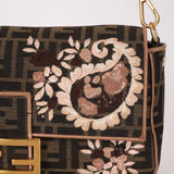 Fendi Zucca Embroidered Paisley Beaded Baguette - FashioNica