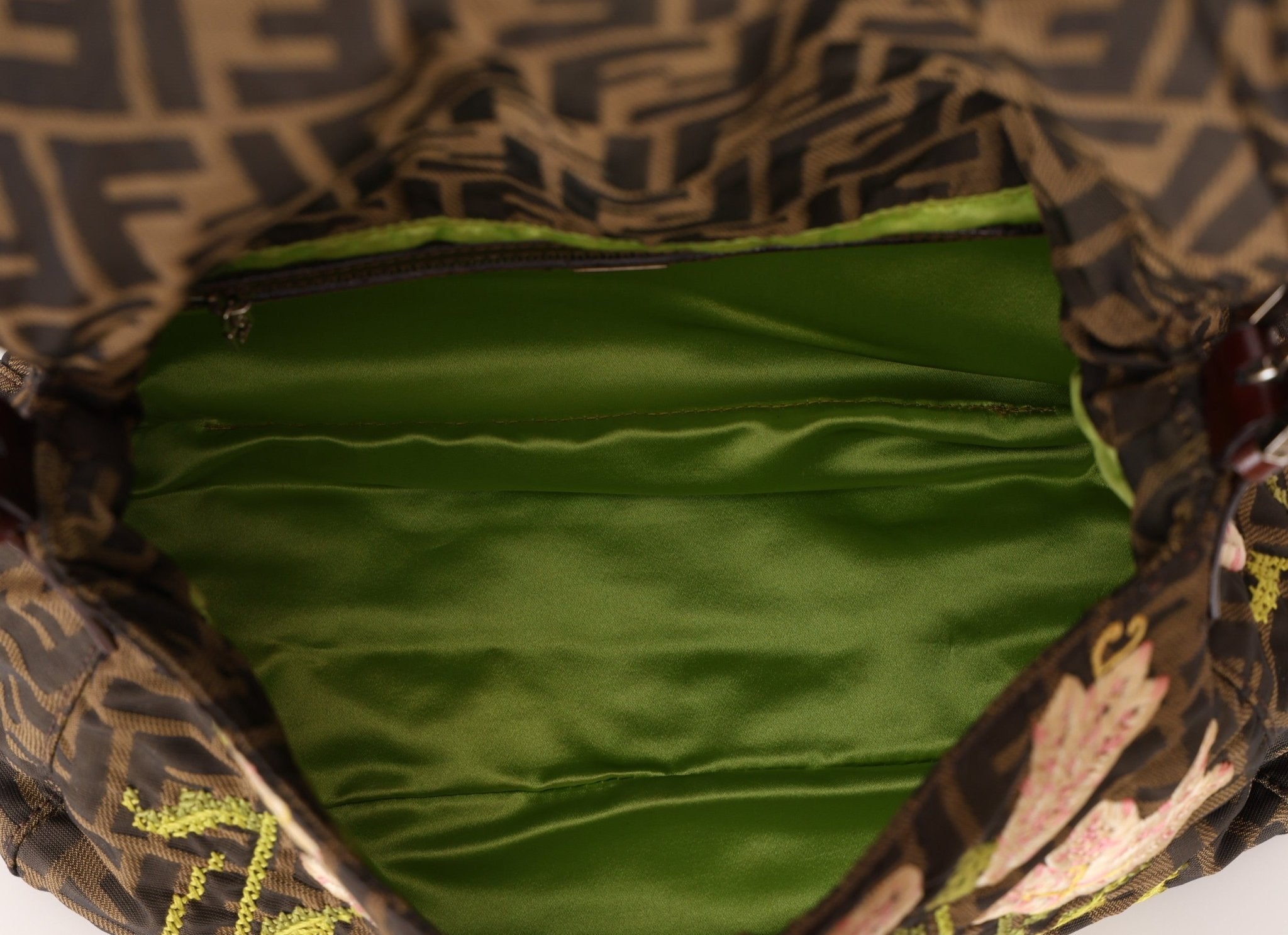Fendi Zucca Floral Embroidered Mamma Baguette - FashioNica