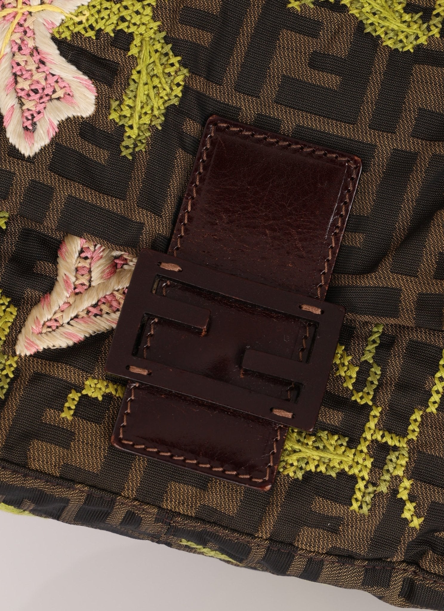 Fendi Zucca Floral Embroidered Mamma Baguette - FashioNica