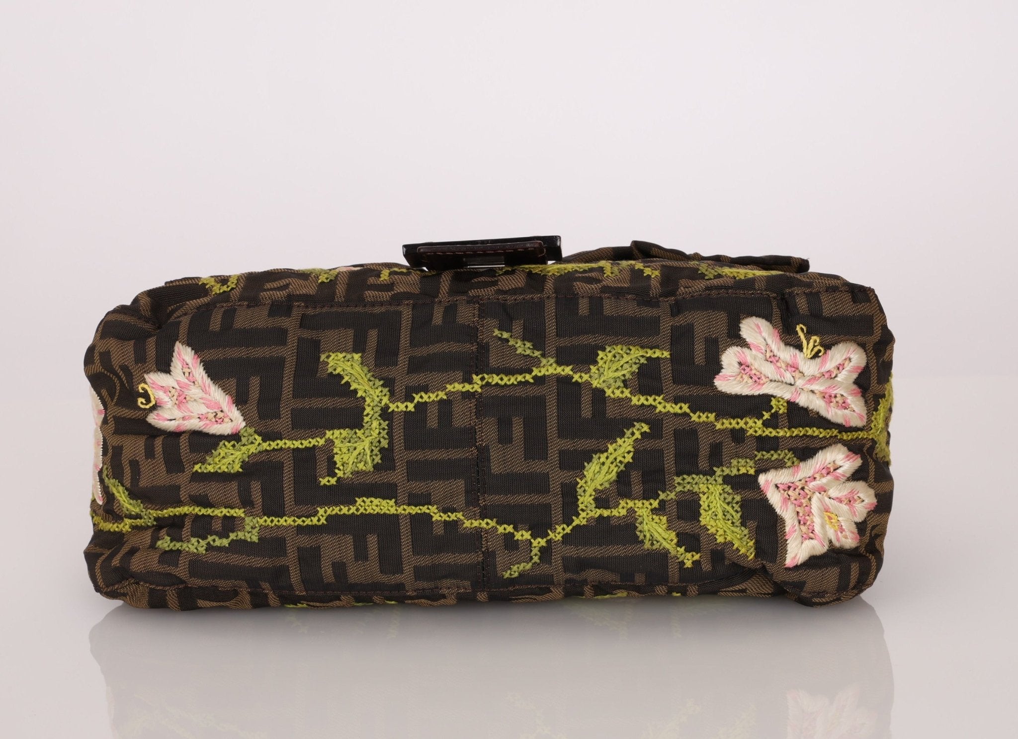 Fendi Zucca Floral Embroidered Mamma Baguette - FashioNica