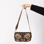 Fendi Zucca Paisley Embroidered Baguette - FashioNica