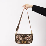Fendi Zucca Paisley Embroidered Baguette - FashioNica