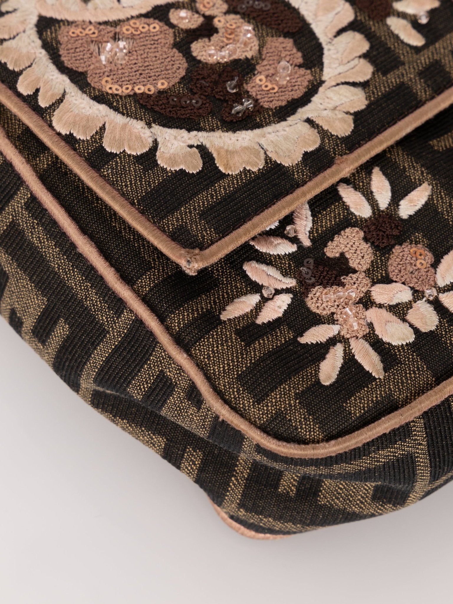 Fendi Zucca Paisley Embroidered Baguette - FashioNica