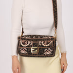 Fendi Zucca Paisley Embroidered Baguette - FashioNica