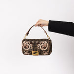 Fendi Zucca Paisley Embroidered Baguette - FashioNica