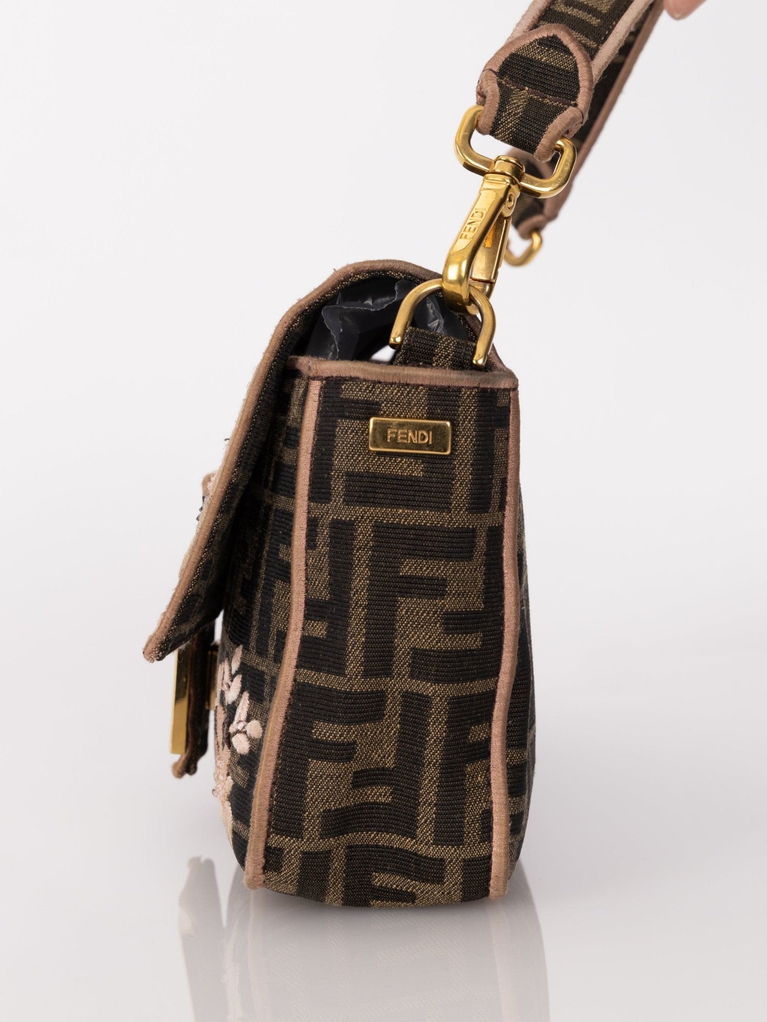 Fendi Zucca Paisley Embroidered Baguette - FashioNica
