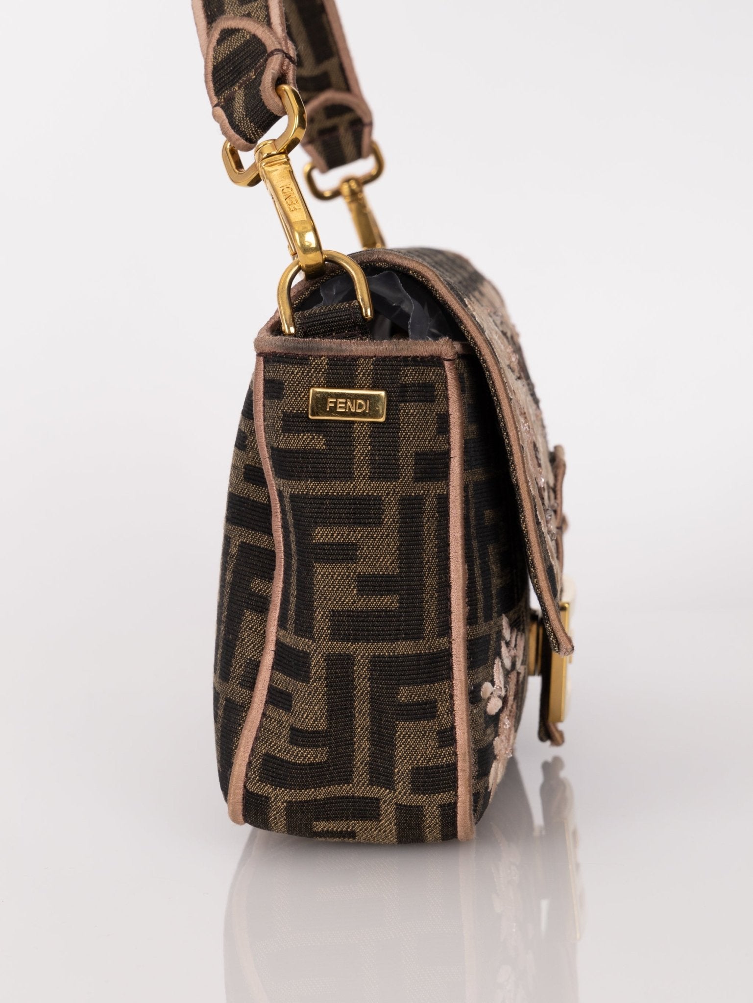 Fendi Zucca Paisley Embroidered Baguette - FashioNica