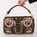 Fendi Zucca Paisley Embroidered Baguette - FashioNica