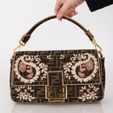 Fendi Zucca Paisley Embroidered Baguette - FashioNica