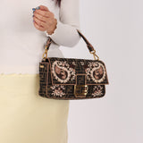 Fendi Zucca Paisley Embroidered Baguette - FashioNica