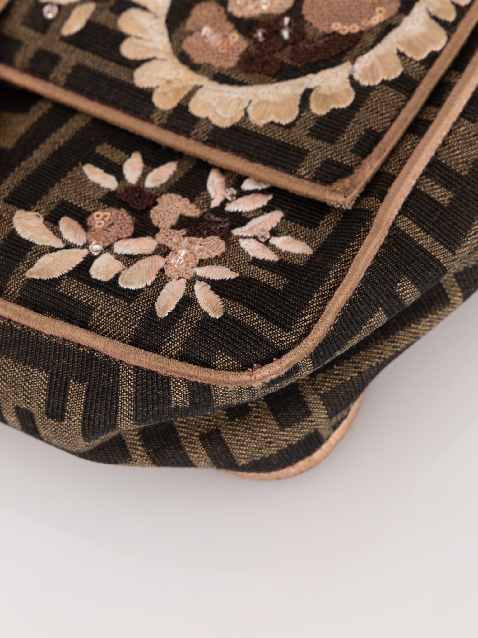 Fendi Zucca Paisley Embroidered Baguette - FashioNica