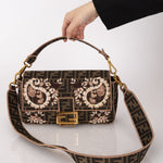 Fendi Zucca Paisley Embroidered Baguette - FashioNica